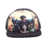 DC COMICS JUSTICE LEAGUE BATMAN/ SUPERMAN/ WONDERWOMAN BLACK TRUCKER SNAPBACK CAP