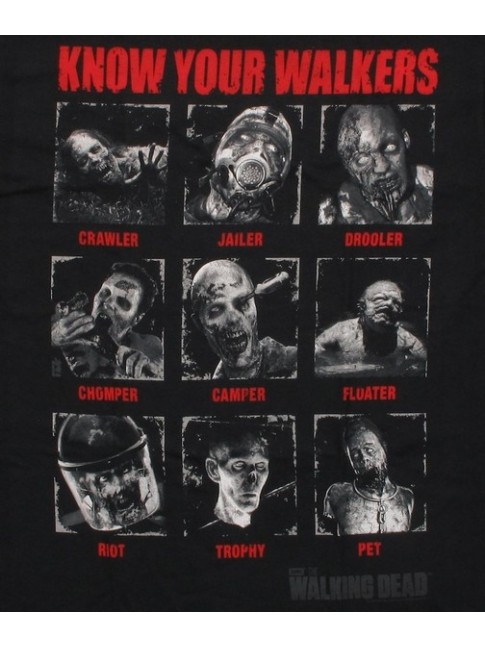 THE WALKING DEAD 'KNOW YOUR WALKERS' ZOMBIES BLACK T-SHIRT