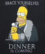 THE SIMPSONS HOMER 'BRACE YOURSELFS DINNER IS COMING' BLACK T-SHIRT