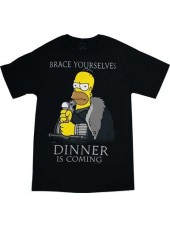 THE SIMPSONS HOMER 'BRACE YOURSELFS DINNER IS COMING' BLACK T-SHIRT
