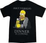 THE SIMPSONS HOMER 'BRACE YOURSELFS DINNER IS COMING' BLACK T-SHIRT