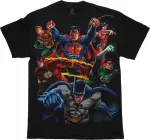 DC COMICS HEROES (BATMAN/ SUPERMAN/ FLASH) VS EVIL (THE JOKER/ RIDDLER/ PENGUIN) BLACK T-SHIRT