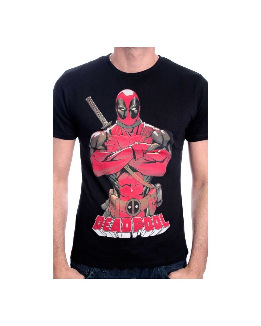 AWESOME MARVEL'S DEADPOOL PENCIL DRAWING PRINT WHITE T-SHIRT
