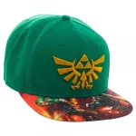 LEGEND OF ZELDA TRIFORCE GREEN SNAPBACK CAP WITH LINK VS GANON PRINTED VISOR