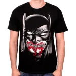 DC COMICS BATMAN STITCHED DARK SMILE ALMOST ZOMBIE LIKE BLACK T-SHIRT