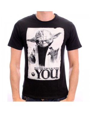 OFFICIAL STAR WARS 'MAY THE FORCE BE WITH YOU' YODA BLACK T-SHIRT