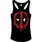 OFFICIAL MARVEL COMICS DEADPOOL SYMBOL SPLATTER BLACK WOMANS VEST TOP