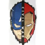 CAPTAIN AMERICA: CIVIL WAR CAP & IRON MAN FACE WHITE T-SHIRT