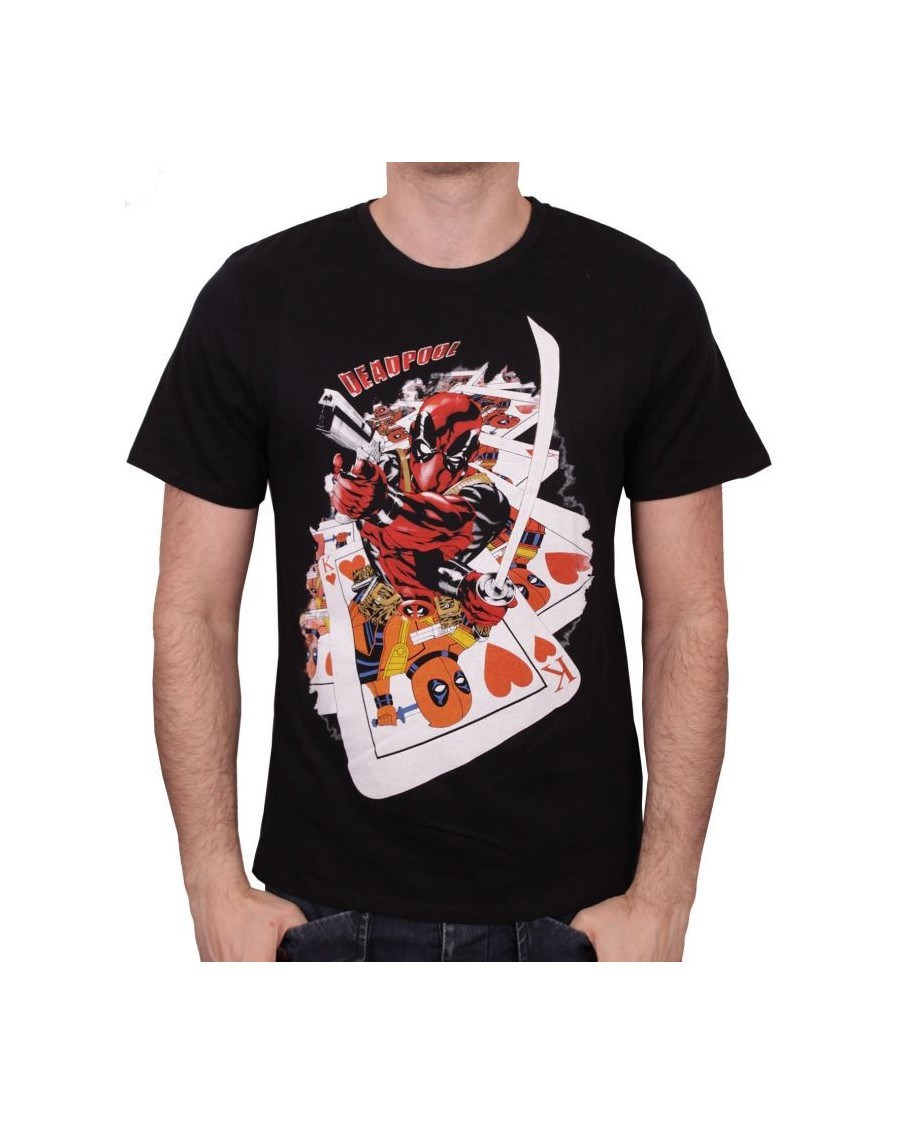 OFFICIAL MARVEL COMICS DEADPOOL PLAYING CARDS BLACK T-SHIRT