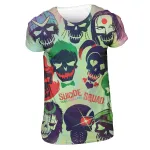 DC COMICS SUICIDE SQUAD CHARACTER SKULLS SUBLIMATED PRINT T-SHIRT