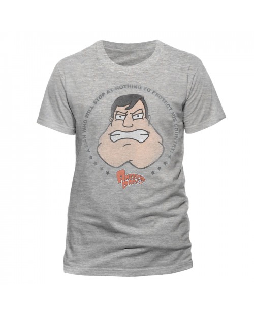 OFFICIAL AMERICAN DAD STAN SMITH FACE GREY T-SHIRT