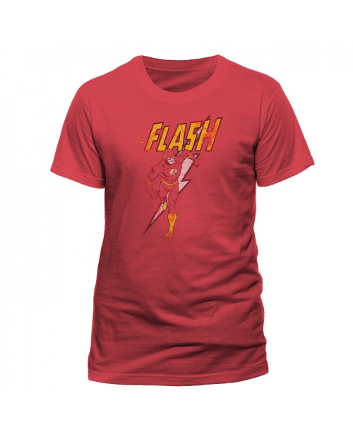 OFFICIAL DC COMICS THE FLASH STRIKE DISTRESSED RED T-SHIRT