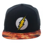 OFFICIAL DC COMICS THE FLASH SYMBOL BLACK SNAPBACK CAP WITH PRINTED VISOR