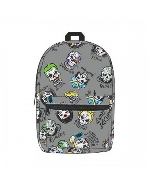 OFFICIAL SUICIDE SQUAD CHARACTER ICONS GREY BACKPACK