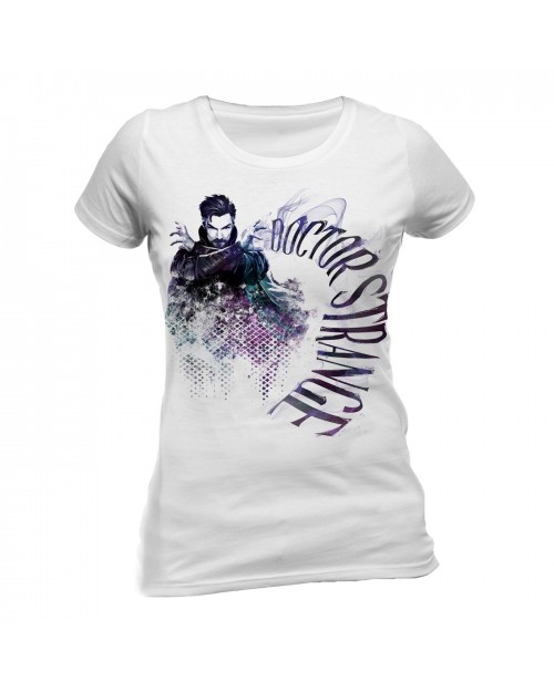 OFFICIAL DOCTOR STRANGE INK EFFECT FITTED WHITE T-SHIRT