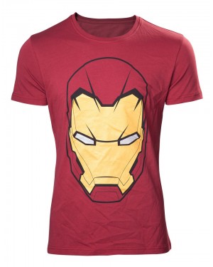 OFFICIAL MARVEL COMICS IRON MAN LARGE MASK RED T-SHIRT