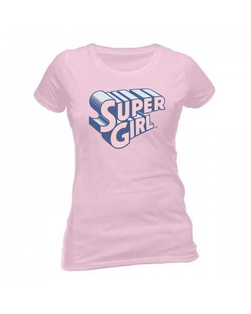 OFFICIAL DC COMICS SUPERGIRL PINK FITTED T-SHIRT