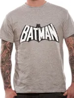 OFFICIAL DC COMICS BATMAN 1966 BLACK & WHITE SYMBOL GREY T-SHIRT