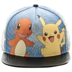 OFFICIAL POKEMON PIKACHU, CHARMANDER, BULBASAUR, SQUIRTLE, MEOWTH AND JIGGLYPUFF PRINTED PU SNAPBACK CAP