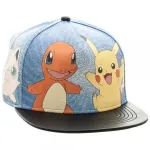 OFFICIAL POKEMON PIKACHU, CHARMANDER, BULBASAUR, SQUIRTLE, MEOWTH AND JIGGLYPUFF PRINTED PU SNAPBACK CAP