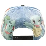 OFFICIAL POKEMON PIKACHU, CHARMANDER, BULBASAUR, SQUIRTLE, MEOWTH AND JIGGLYPUFF PRINTED PU SNAPBACK CAP