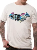 OFFICIAL DC COMICS BATMAN SYMBOL GOTHAM CITY COLLAGE WHITE T-SHIRT