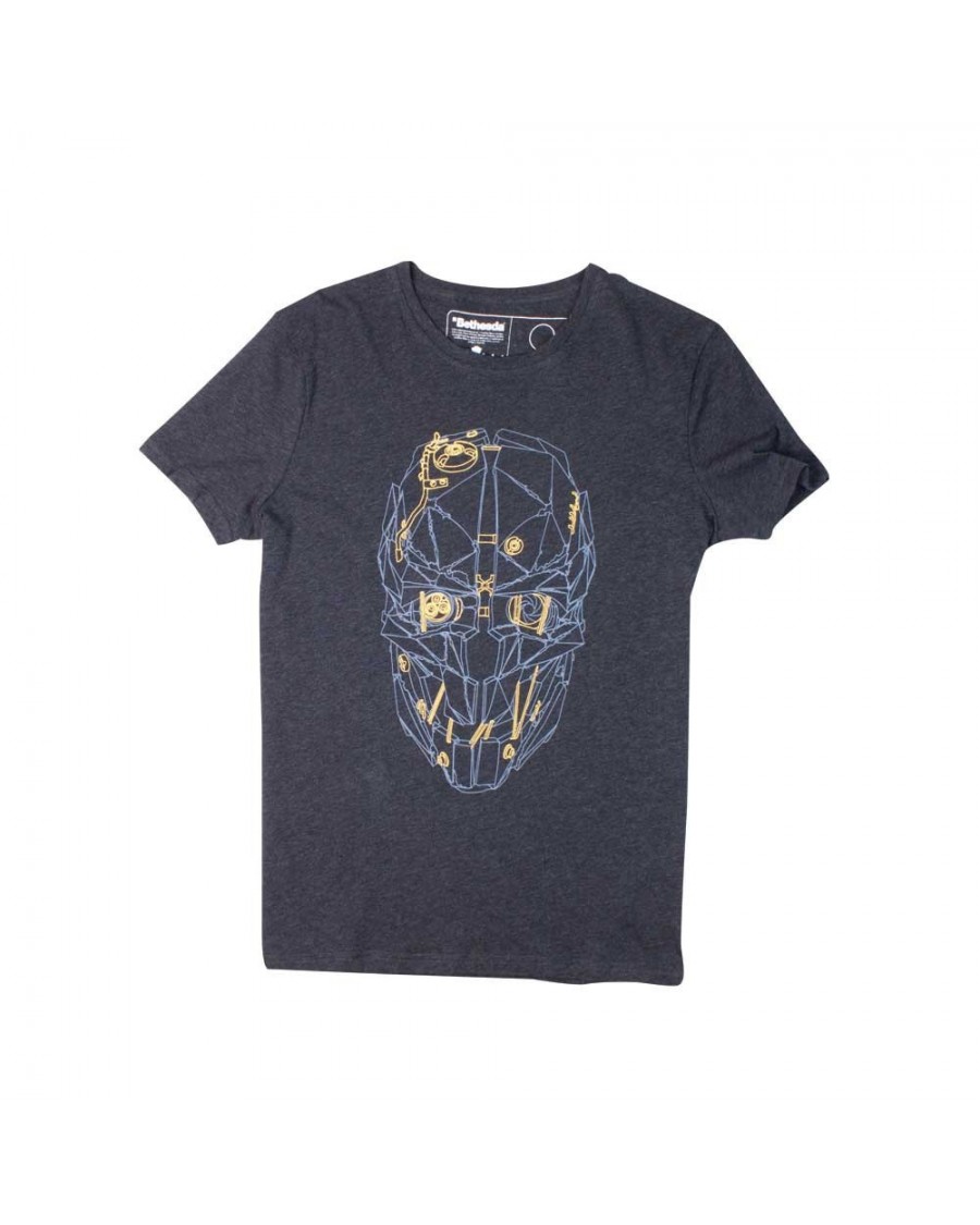 OFFICIAL DISHONORED 2 - CORVO'S MASK GOLD HEATHER GREY T-SHIRT