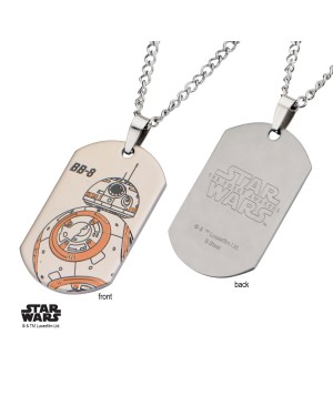 STAR WARS BB-8 DROID DOG TAG PENDANT ON CHAIN NECKLACE
