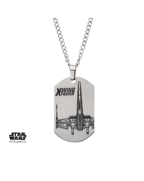 STAR WARS X-WING FIGHTER DOG TAG PENDANT ON CHAIN NECKLACE