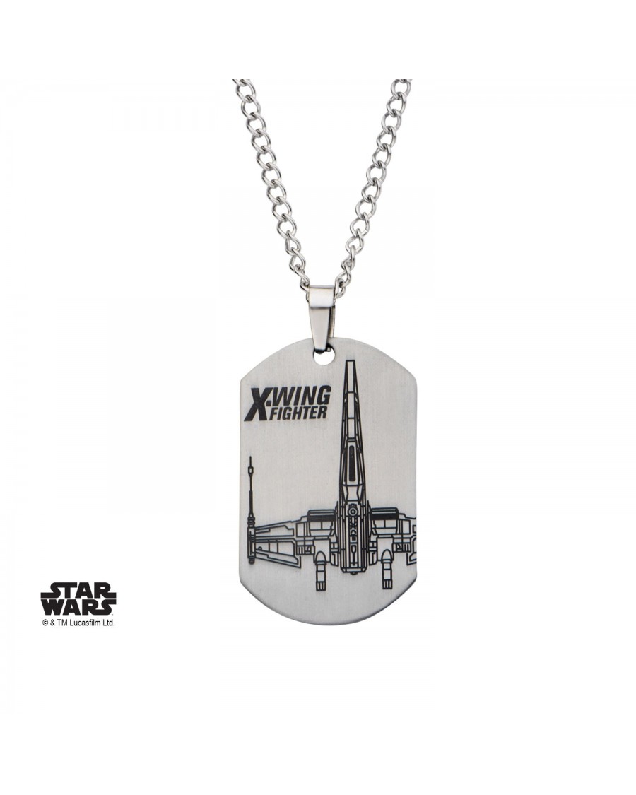STAR WARS X-WING FIGHTER DOG TAG PENDANT ON CHAIN NECKLACE