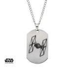 STAR WARS TIE FIGHTER DOG TAG PENDANT ON CHAIN NECKLACE