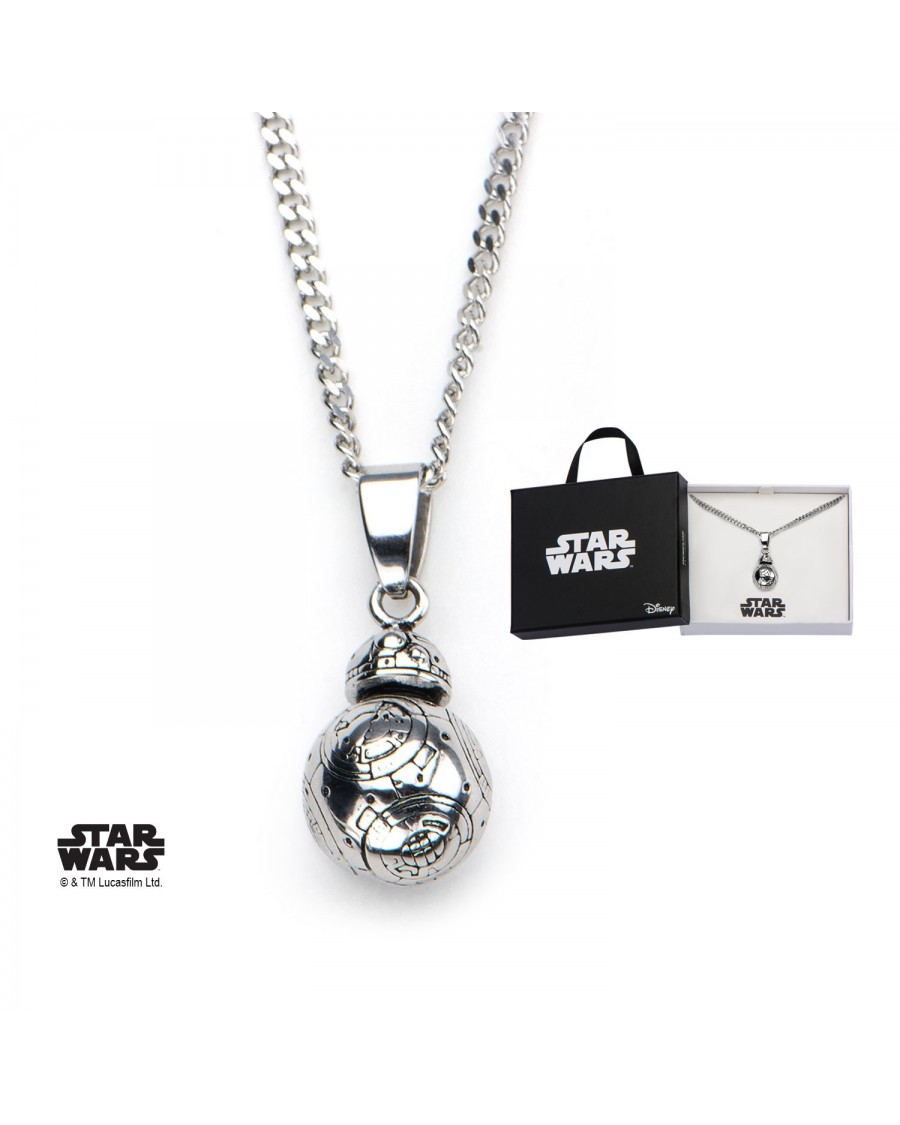 STAR WARS BB-8 3D STAINLESS STEEL PENDANT ON CHAIN NECKLACE