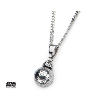 STAR WARS BB-8 HALF 3D STAINLESS STEEL PENDANT ON CHAIN NECKLACE