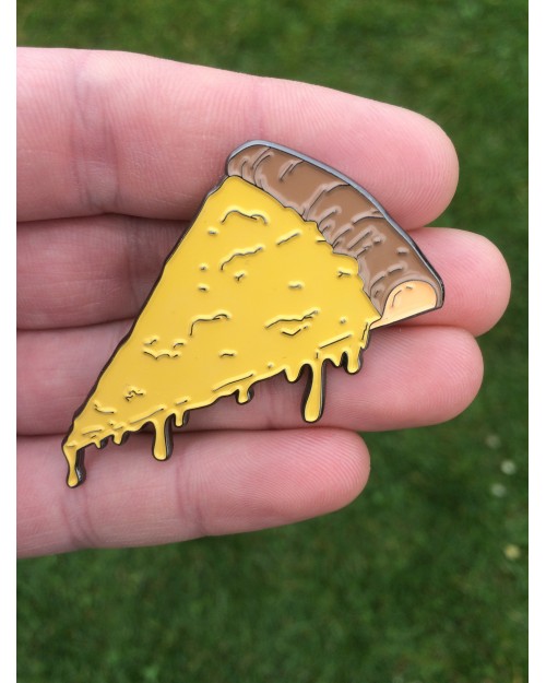 DRIPPING CHEESE (and DEFINITELY NO PINEAPPLE) PIZZA SLICE ENAMEL PIN BADGE