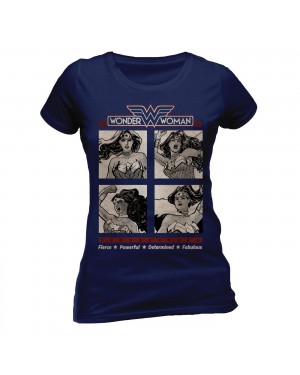 OFFICIAL DC COMICS WONDER WOMAN - FIERCE, POWERFUL, DETERMINDED & FABULOUS FITTED T-SHIRT