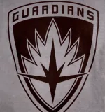 OFFICIAL MARVEL COMICS GUARDIANS OF THE GALAXY CREST SYMBOL DISTRESSED GREY T-SHIRT