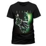 OFFICIAL ALIENS - ALIEN ATTACK GREEN PRINT BLACK T-SHIRT