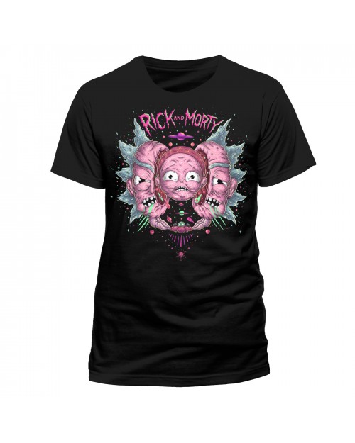 OFFICIAL RICK AND MORTY HEAD SPLIT PSYCHEDELIC PRINT BLACK T-SHIRT