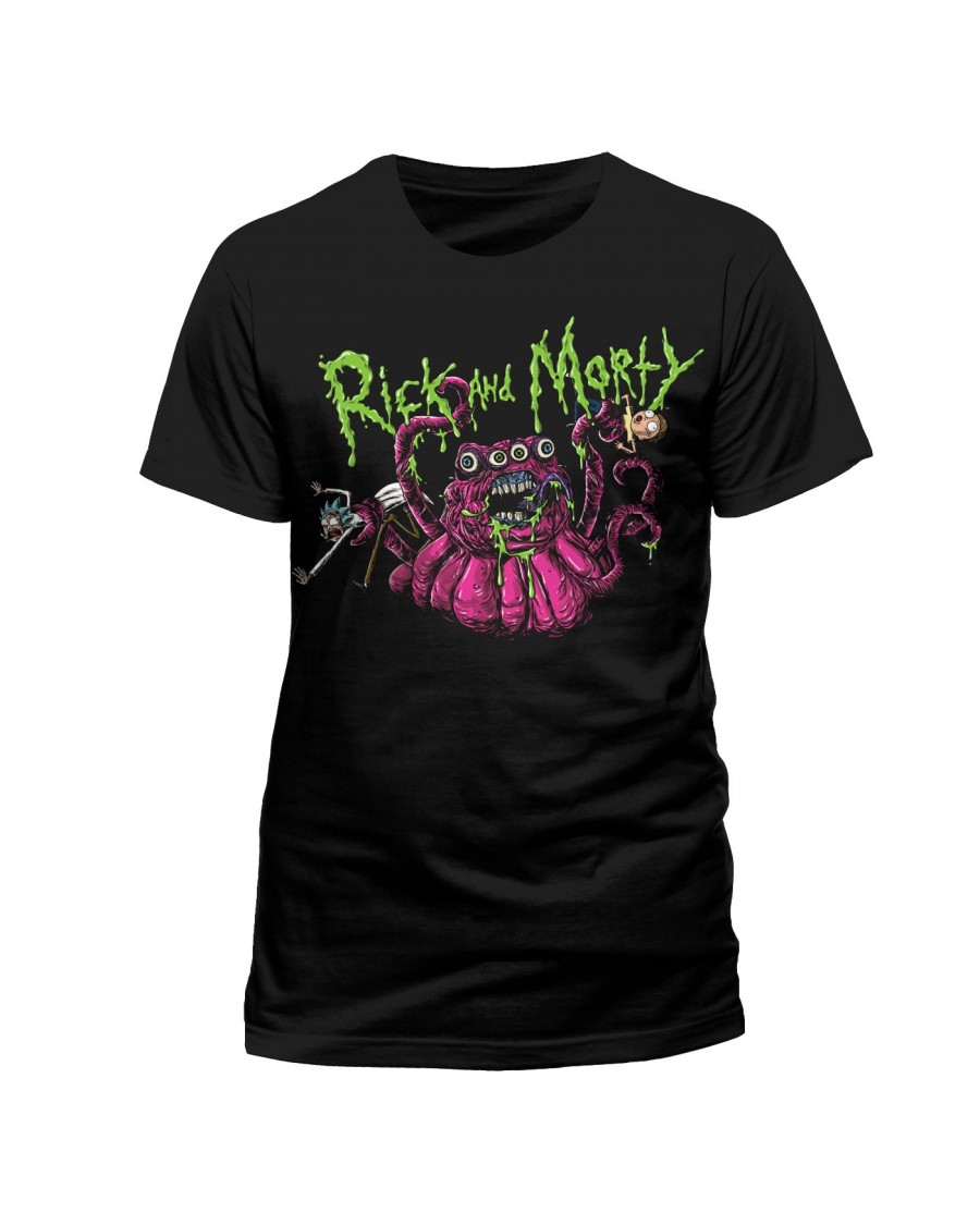 OFFICIAL RICK AND MORTY MONSTER SLIME BLACK T-SHIRT
