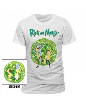 OFFICIAL RICK AND MORTY PORTAL FRONT AND BACK PRINT WHITE T-SHIRT