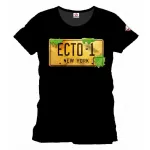 OFFICIAL GHOSTBUSTERS ECTOMOBILE NUMBERPLATE ECTO-1 BLACK T-SHIRT