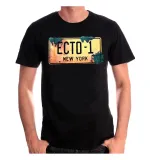 OFFICIAL GHOSTBUSTERS ECTOMOBILE NUMBERPLATE ECTO-1 BLACK T-SHIRT