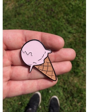 SUPER SWEET PINK GLAZED DRIPPING ICE CREAM (WITH CONE)ENAMEL METAL PIN BADGE