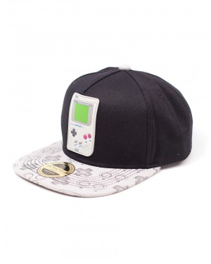 OFFICIAL NINTENDO'S RUBBER GAME BOY PATCH BLACK SNAPBACK CAP WITH PRINTED VISOR