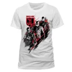 OFFICIAL DC COMICS JUSTICE LEAGUE - BATMAN, CYBORG AND THE FLASH DISTORT PRINT WHITE T-SHIRT