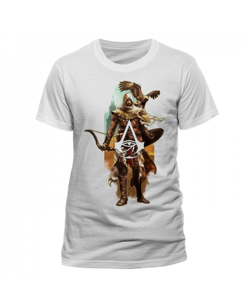 OFFICIAL ASSASSIN'S CREED ORIGINS - CHARACTER & EAGLE WHITE T-SHIRT