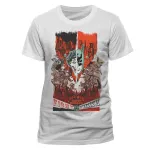 OFFICIAL DC COMICS - BATMAN VS THE JOKER (WITH ALLIES) 'FIGHT TO THE FINISH' POSTER STYLED WHITE T-SHIRT