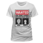 OFFICIAL RICK AND MORTY - WANTED POSTER 'FOR CRIMES AGAINST INTERDIMENSIONAL SPACE' WHITE T-SHIRT