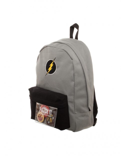 OFFICIAL DC COMICS - THE FLASH SYMBOL - PATCH & PIN IT YOURSELF GREY BACKPACK