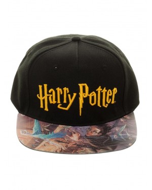 OFFICIAL HARRY POTTER TEXT LOGO BLACK HOOK & LOOP CAP WITH PRINTED VISOR